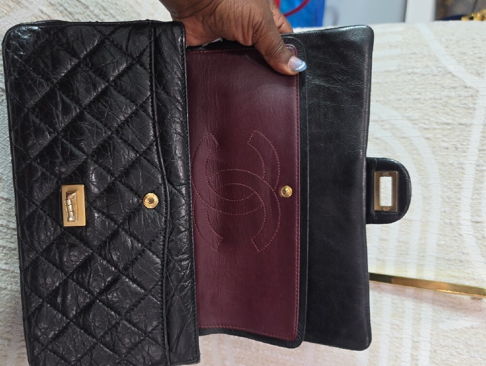 Chanel 2.55 Reissue Double Flap Black Crinkle Leather Shoulder Bag - Picture 13 of 15